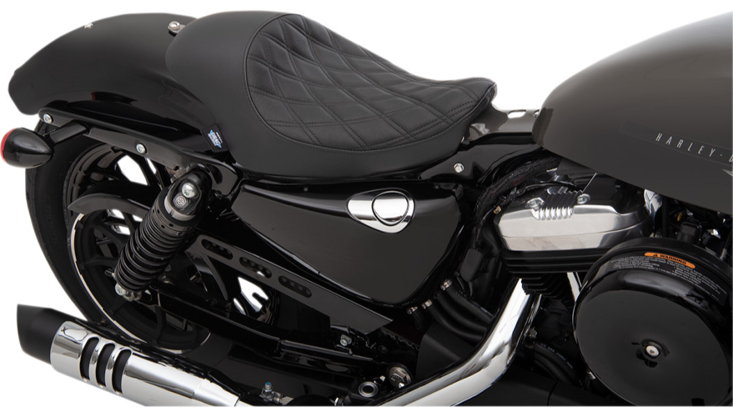 2004-2022 EVO Sportster 3/4 Solo Seat - Double Diamond Black Stitch