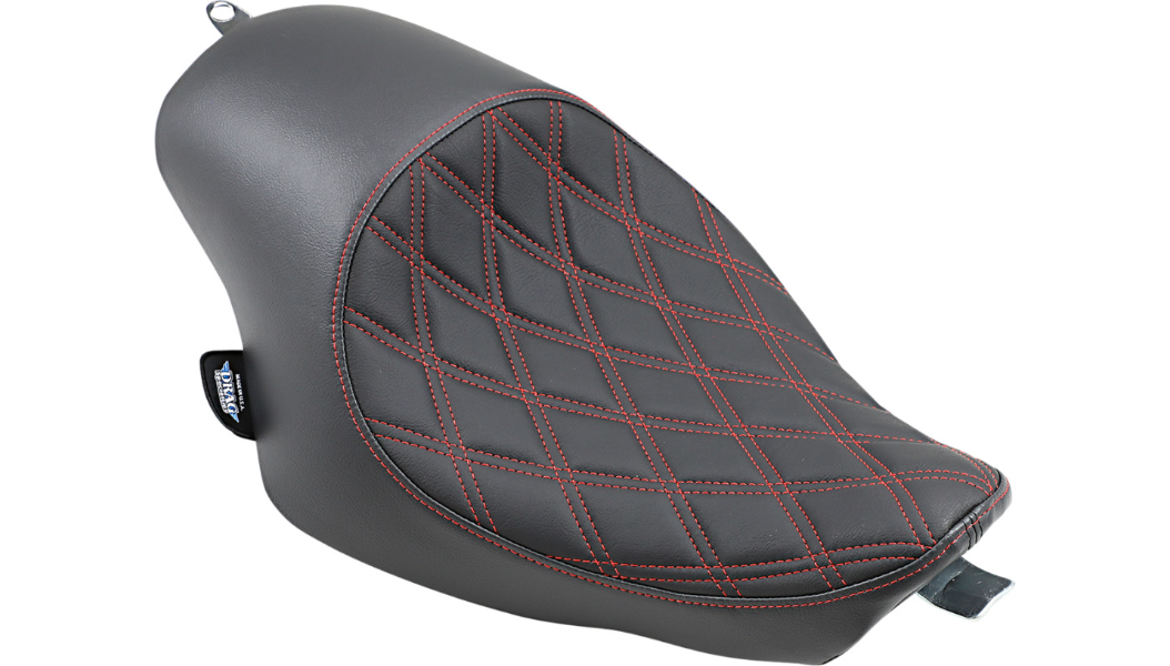2004-2022 EVO Sportster 3/4 Solo Seat - Double Diamond Red Stitch