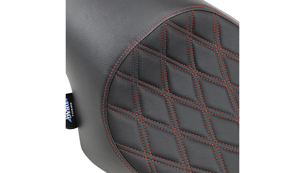 2004-2022 EVO Sportster 3/4 Solo Seat - Double Diamond Red Stitch