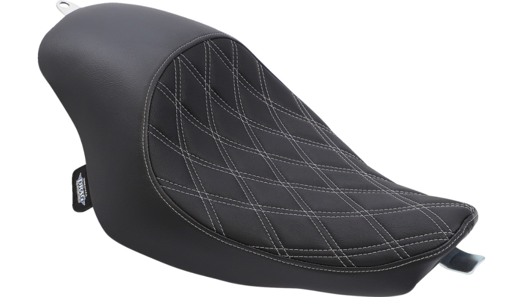 2004-2022 EVO Sportster 3/4 Solo Seat - Double Diamond Silver Stitch