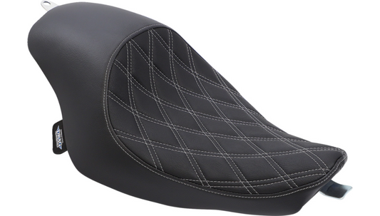 2004-2022 EVO Sportster 3/4 Solo Seat - Double Diamond Silver Stitch