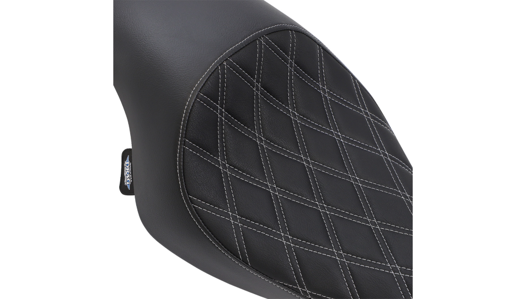 2004-2022 EVO Sportster 3/4 Solo Seat - Double Diamond Silver Stitch