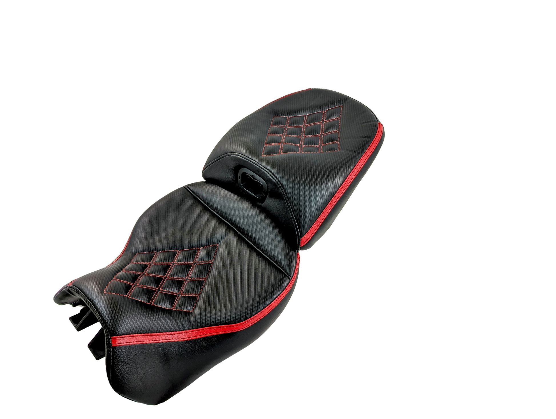 Ducati Multistrada V4 seat in black carbon with red diamond inlay