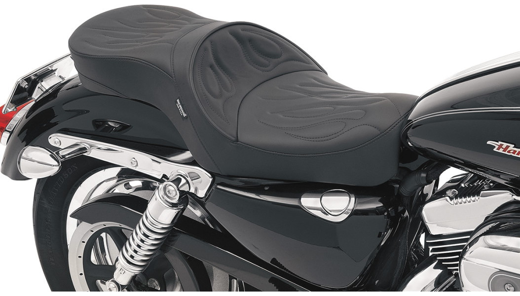 2004-2022 EVO Sportster Low Profile Touring Seat - Black Flame Stitch