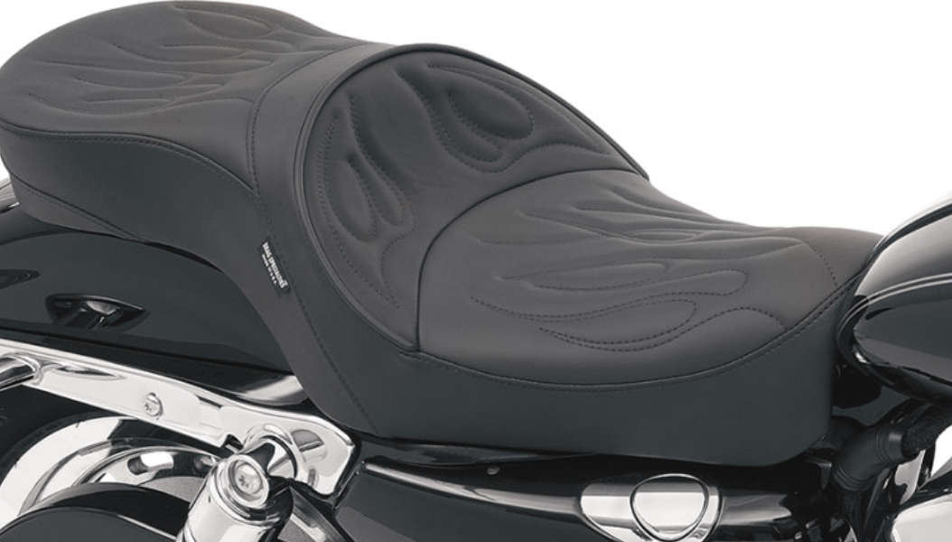 2004-2022 EVO Sportster Low Profile Touring Seat - Black Flame Stitch