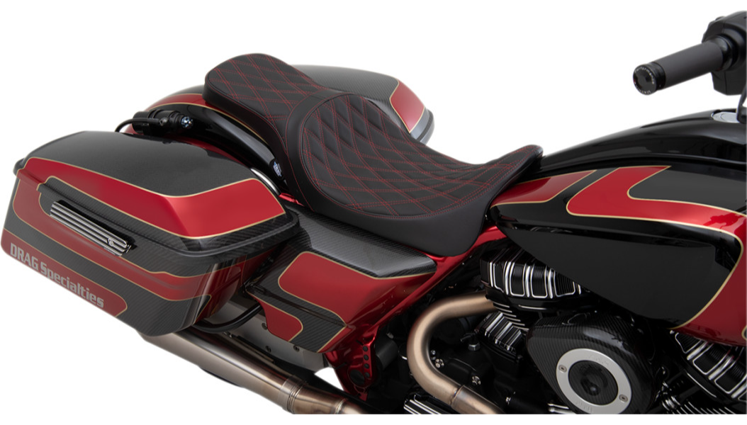 Predator Stock Position 2 Up Seat - Double Diamond Red Stitch