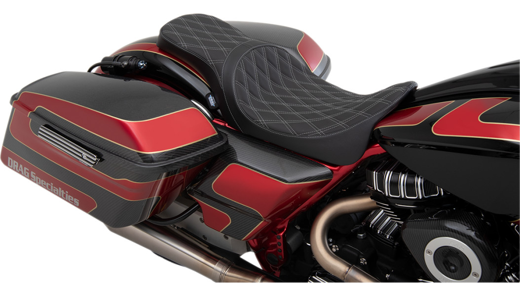 Predator Stock Position 2 Up Seat - Double Diamond Silver Stitch
