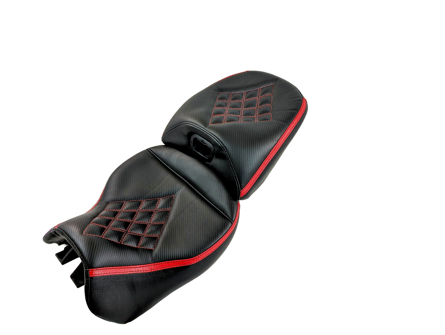 Ducati Multistrada V4 seat in black carbon with red diamond inlay