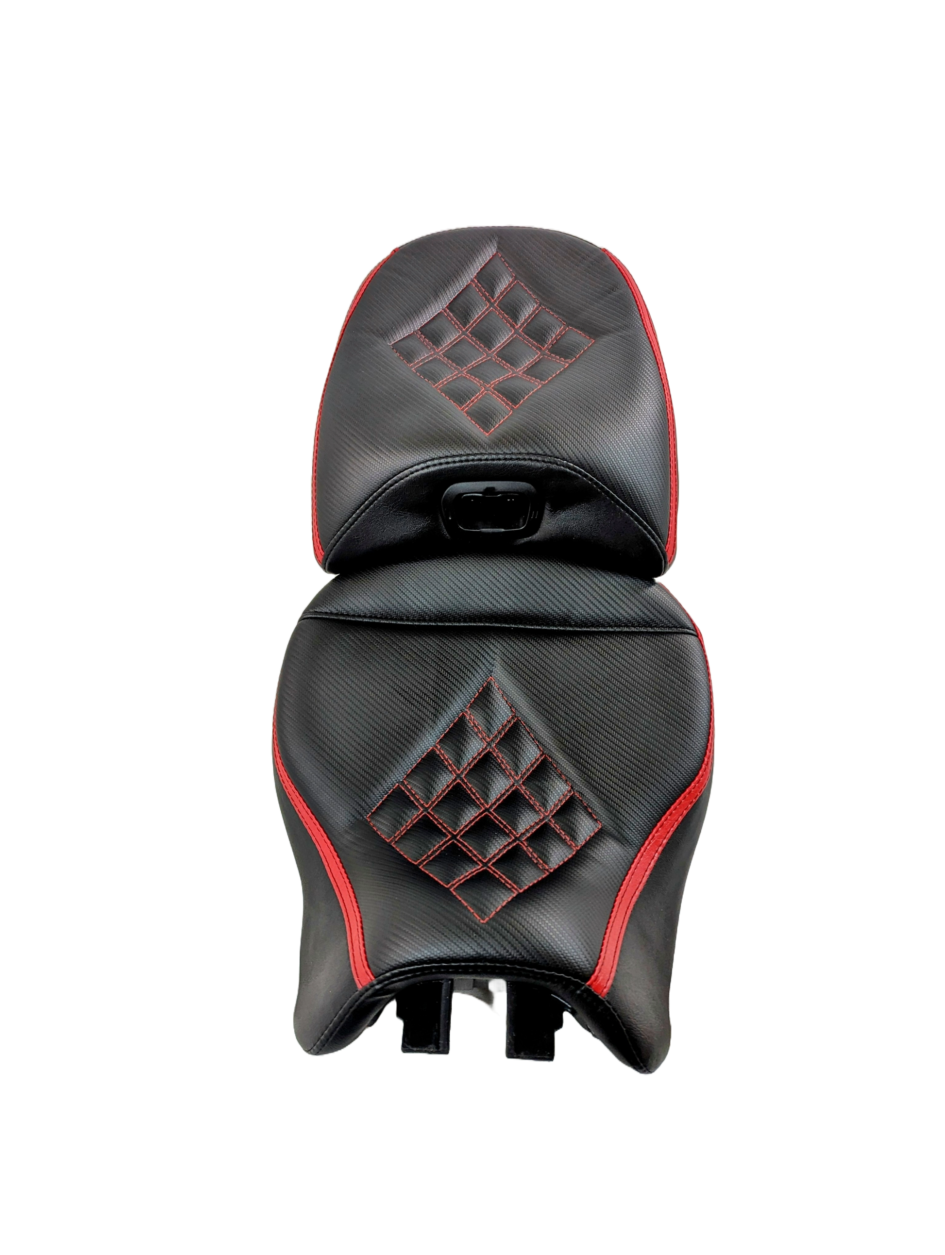 Ducati Multistrada V4 seat in black carbon with red diamond inlay