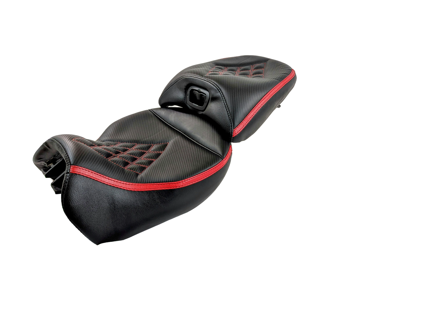 Ducati Multistrada V4 seat in black carbon with red diamond inlay