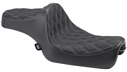 2004-2022 EVO Sportster Predator 3 Seat - Double Diamond Silver Stitch